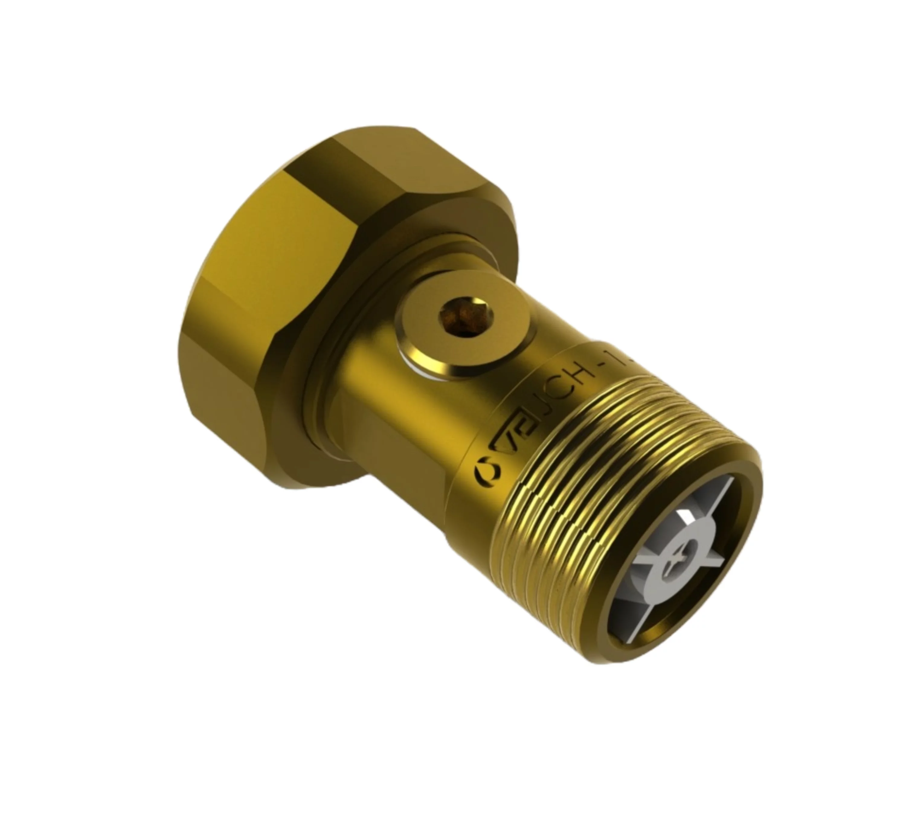 Koppling i röd mässing 3/4" x 1/2" x 40mm, GDV-godkänd med kontrollerbar backventil